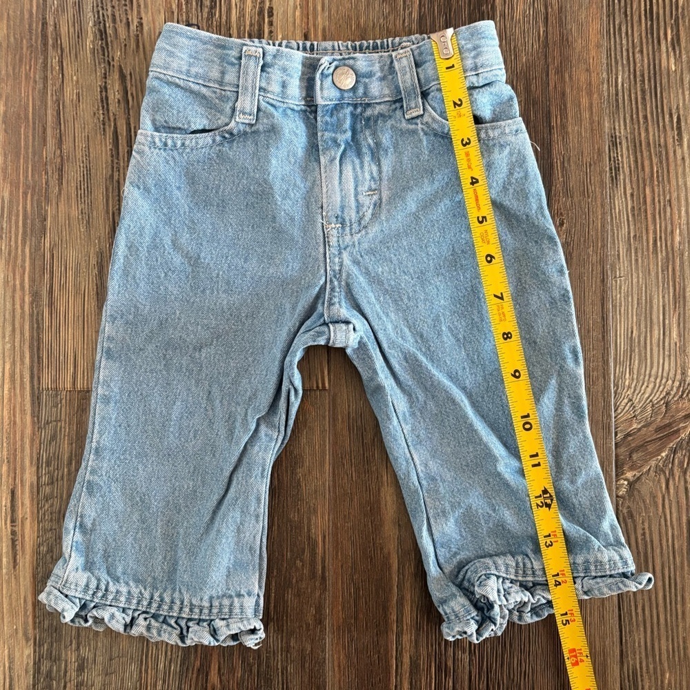 Vtg Lee Riders Baby Jeans 12 Months Light Blue Denim Ruffle Hem Elastic Waist - Picture 3 of 9